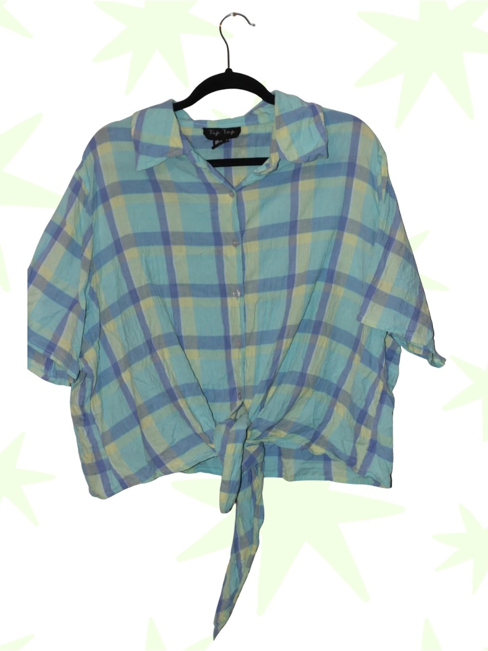 VTG Tip Top 100% cotton tie front button up blouse 3X